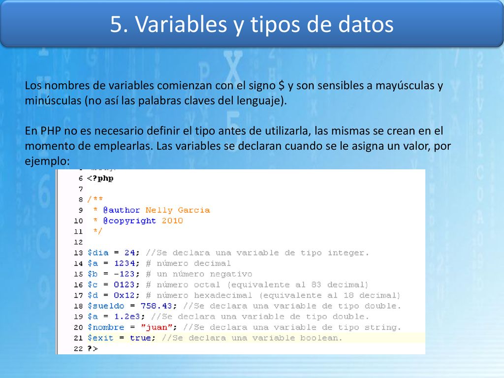 5. Variables y tipos de datos