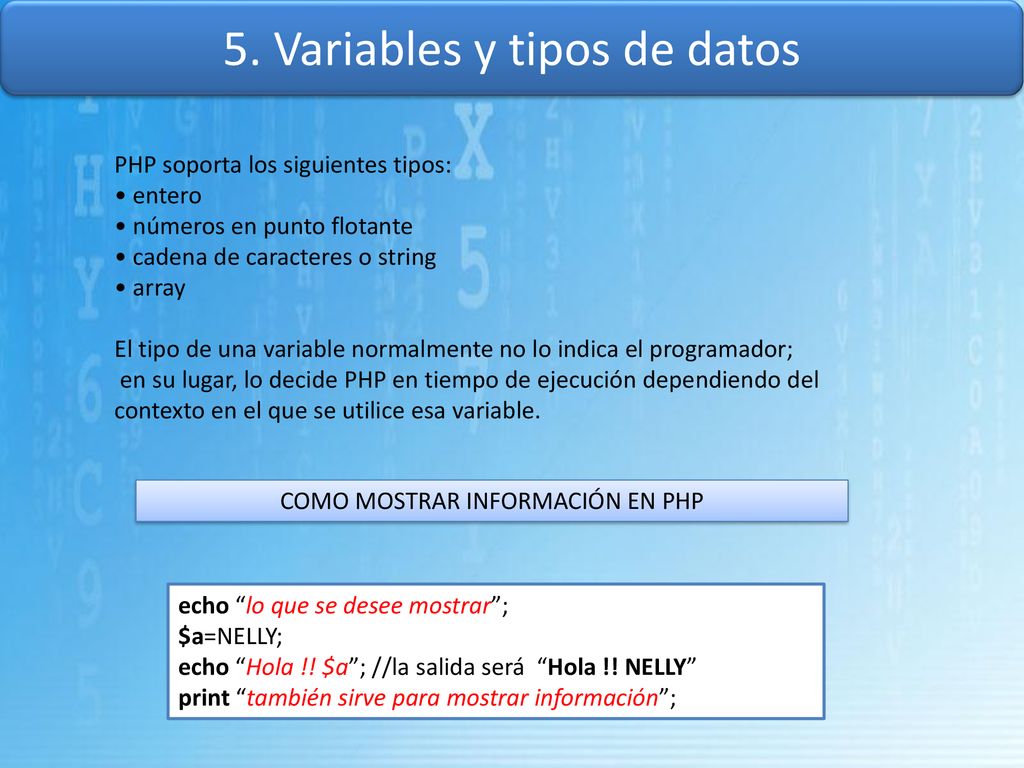 5. Variables y tipos de datos