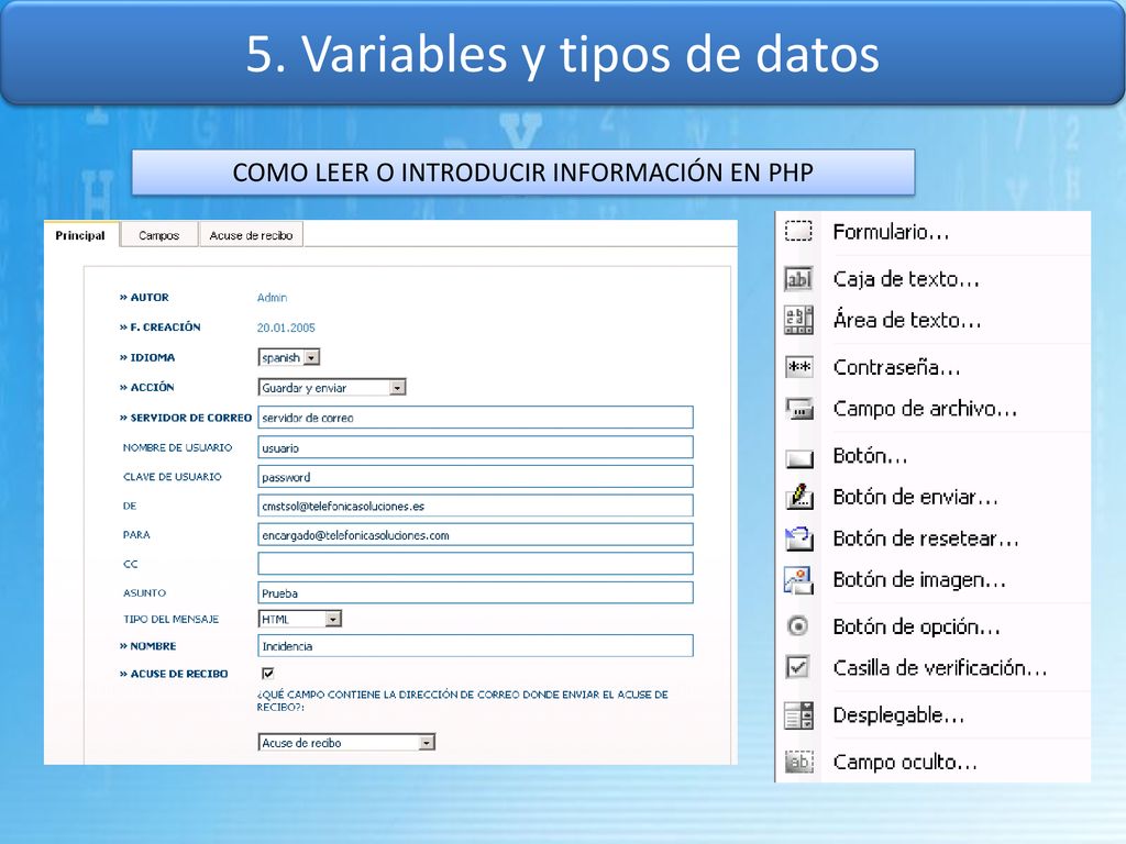 5. Variables y tipos de datos