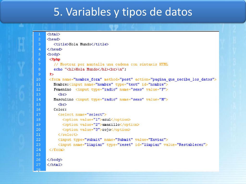 5. Variables y tipos de datos