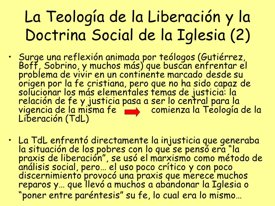 La Teología de la Liberación y la Doctrina Social de la Iglesia (2)