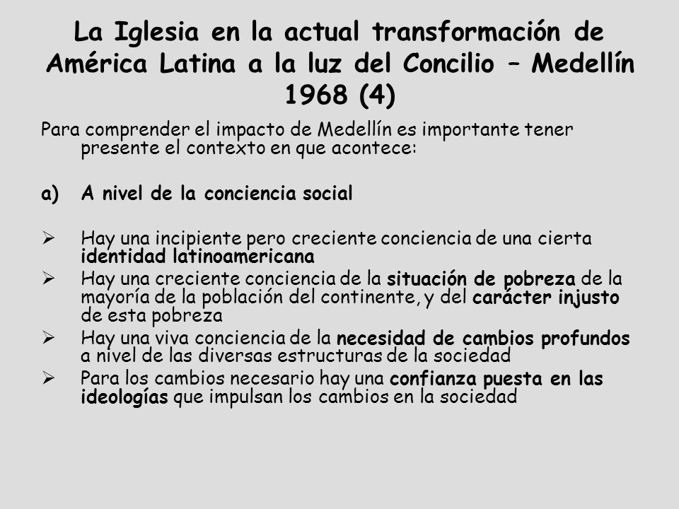 La Iglesia en la actual transformación de América Latina a la luz del Concilio – Medellín 1968 (4)