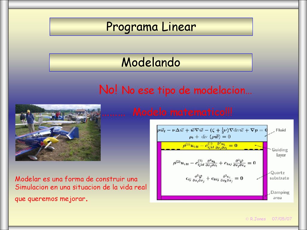 Programa Linear Modelando No! ……… No ese tipo de modelacion…