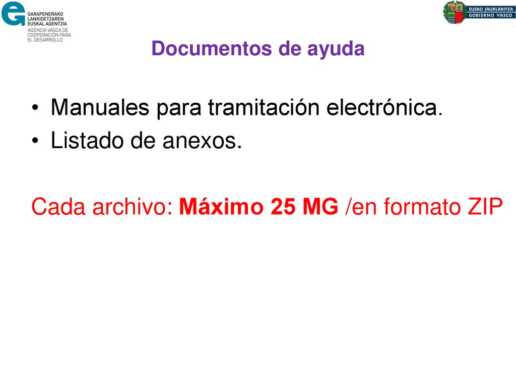 Manuales para tramitación electrónica. Listado de anexos.