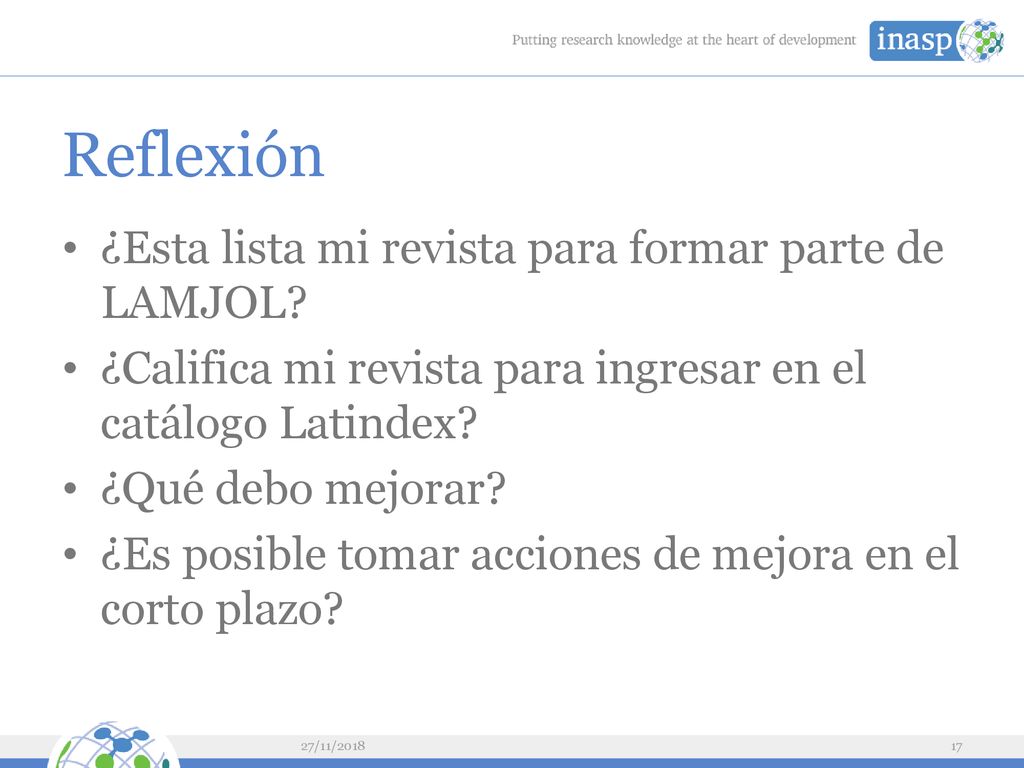 Reflexión ¿Esta lista mi revista para formar parte de LAMJOL