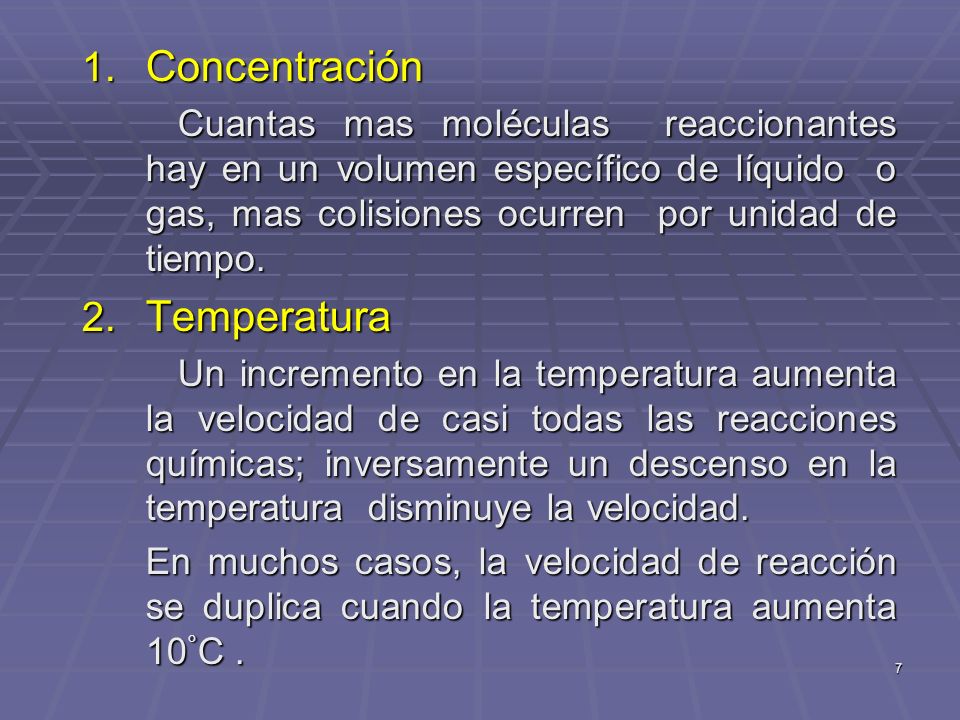 Concentración Temperatura