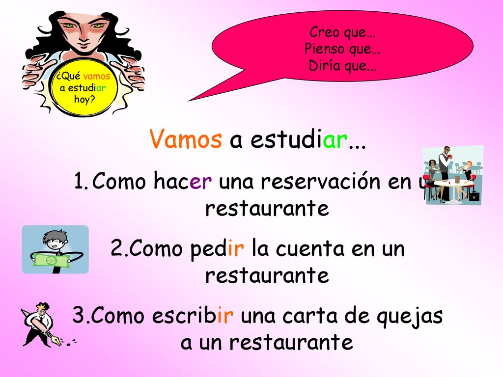 Vamos a estudiar... Como hacer una reservación en un restaurante