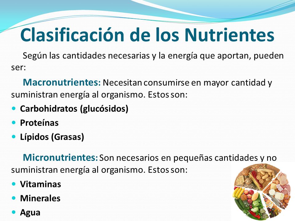 Clasificación de los Nutrientes