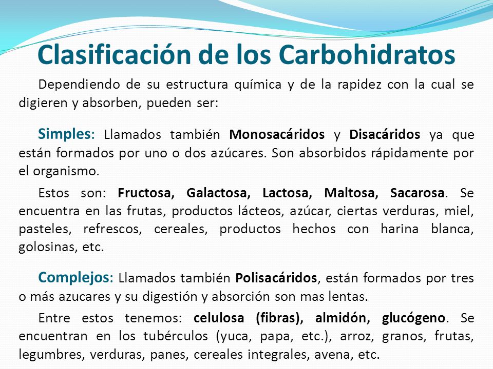 Clasificación de los Carbohidratos