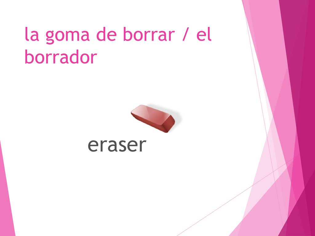 la goma de borrar / el borrador