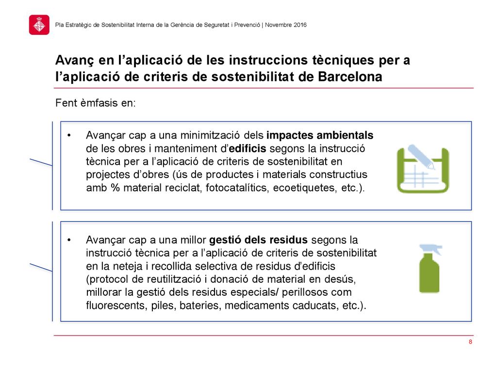 Avanç en l’aplicació de les instruccions tècniques per a l’aplicació de criteris de sostenibilitat de Barcelona