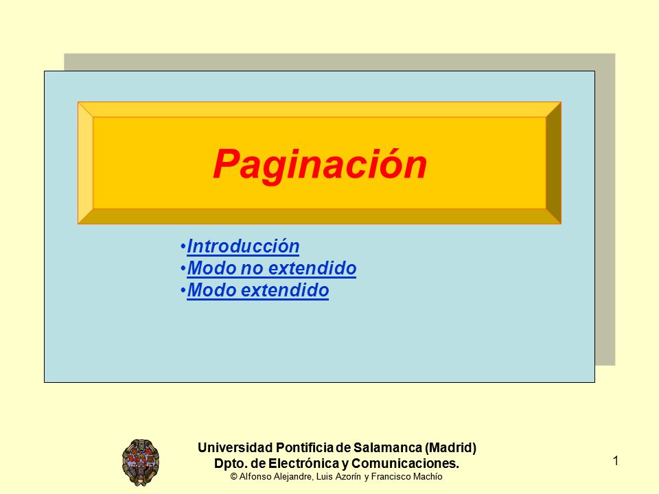 Paginación Introducción Modo no extendido Modo extendido