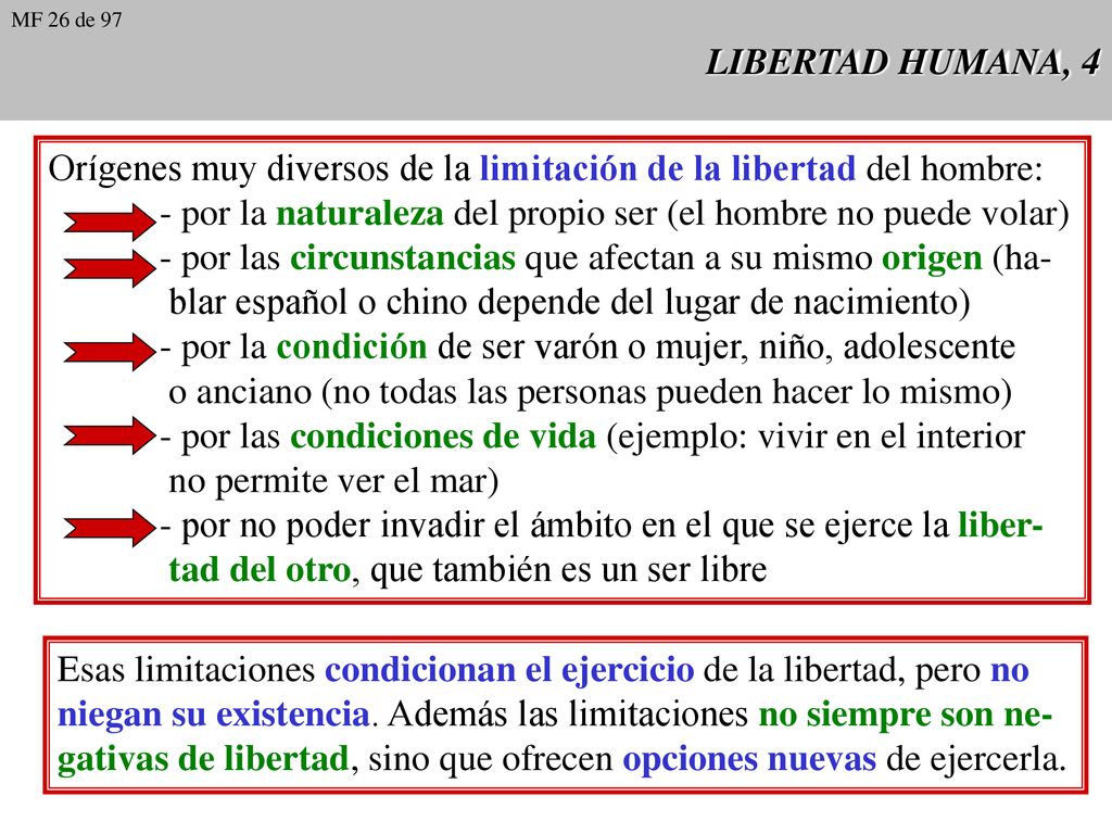 Orígenes muy diversos de la limitación de la libertad del hombre: