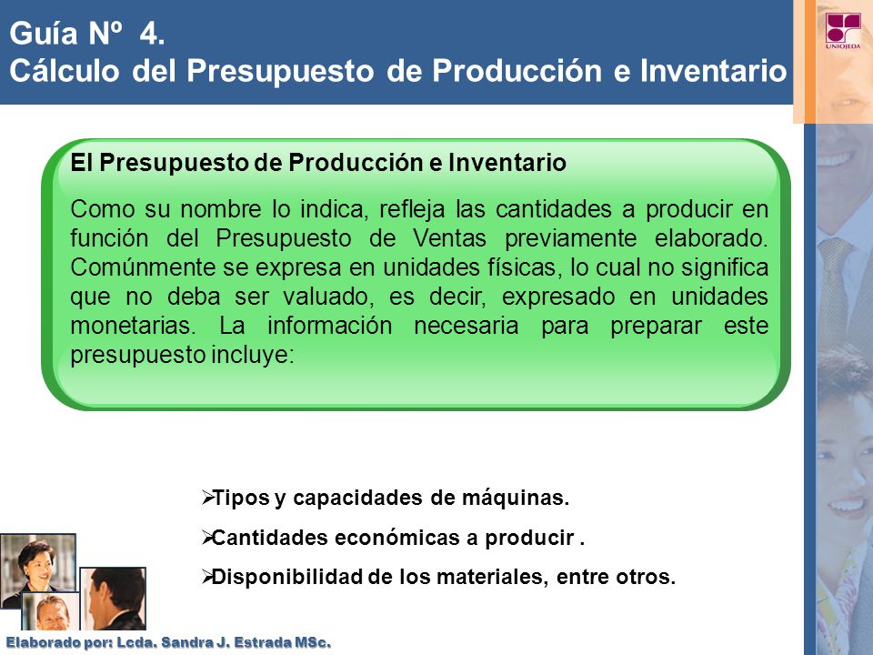 Guía Nº 4. Cálculo del Presupuesto de Producción e Inventario