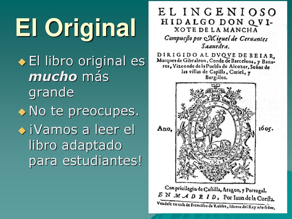 El Original El libro original es mucho más grande No te preocupes.