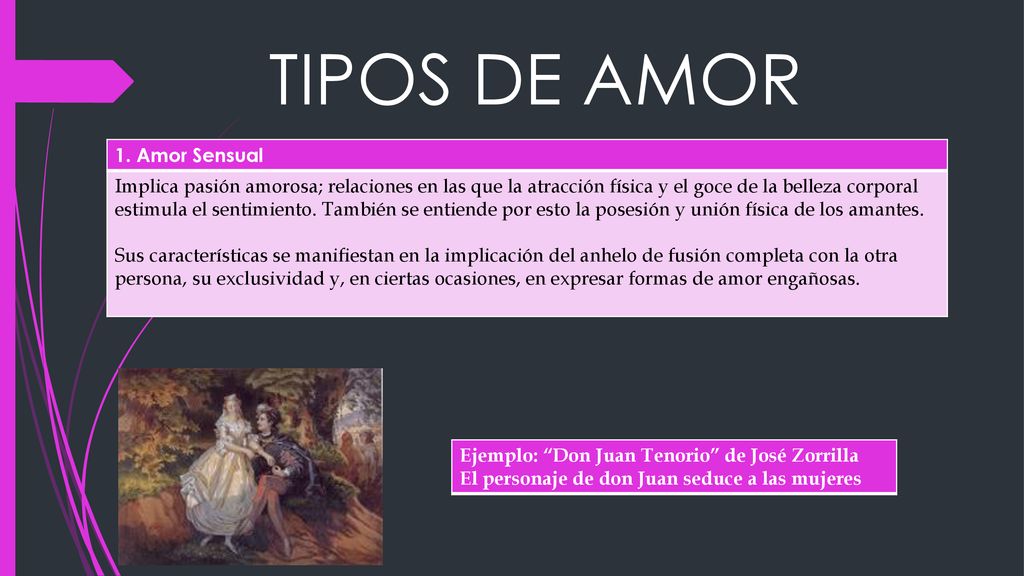 TIPOS DE AMOR 1. Amor Sensual