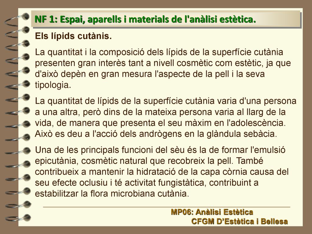 NF 1: Espai, aparells i materials de l anàlisi estètica.