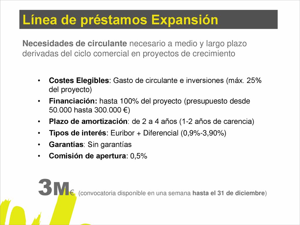 3M€ (convocatoria disponible en una semana hasta el 31 de diciembre)