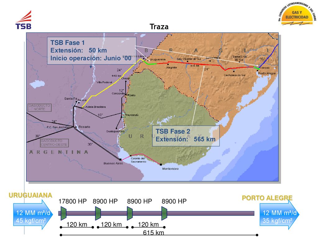 Traza TSB Fase 1 Extensión: 50 km Inicio operación: Junio ‘00