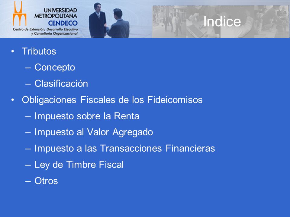 Indice Tributos Concepto Clasificación