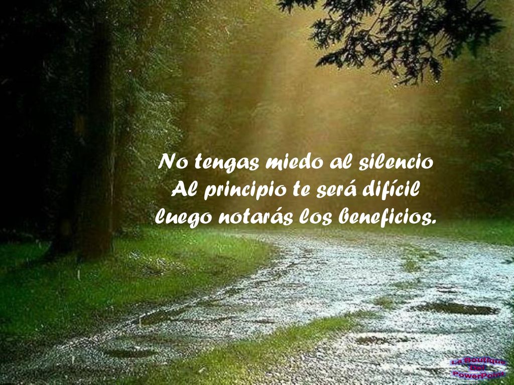 No tengas miedo al silencio Al principio te será difícil