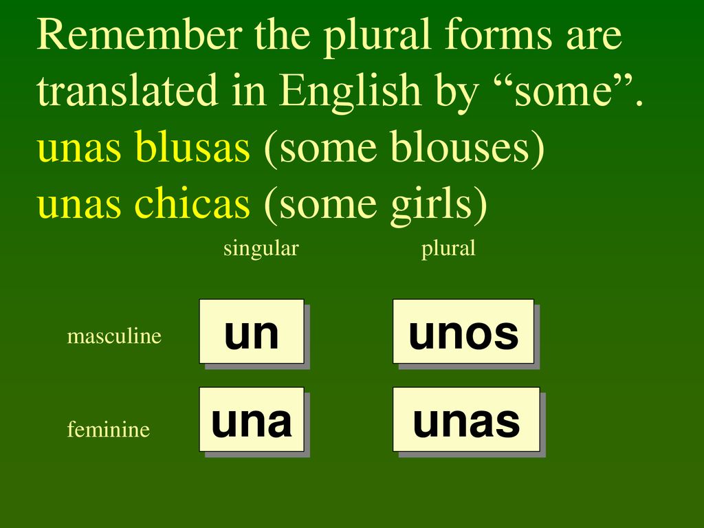 Remember the plural forms are translated in English by some