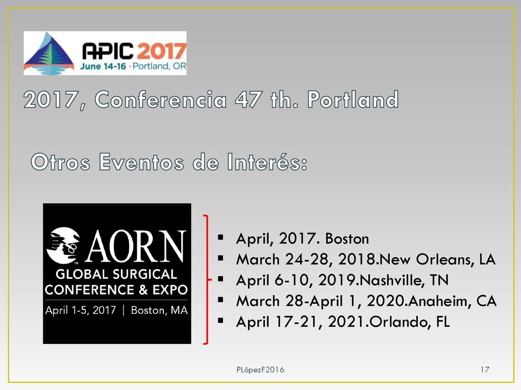 2017, Conferencia 47 th. Portland Otros Eventos de Interés: