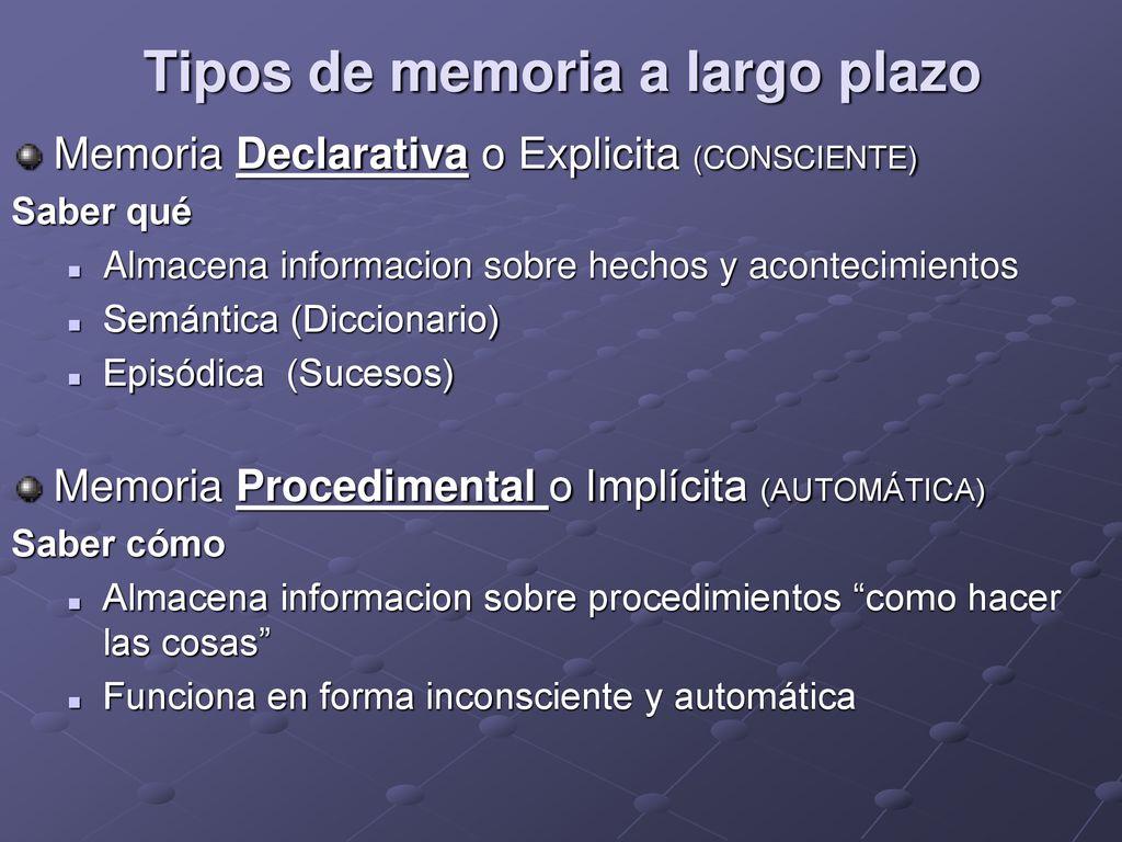 Tipos de memoria a largo plazo
