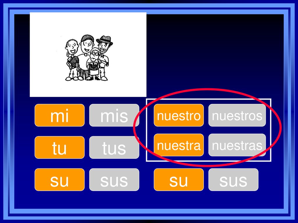 mi mis nuestro nuestros nuestra nuestras tu tus su sus su sus