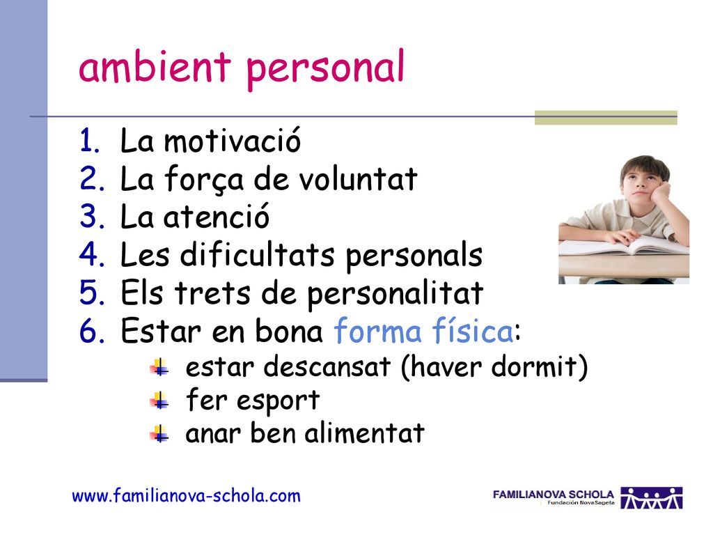 ambient personal La motivació La força de voluntat La atenció