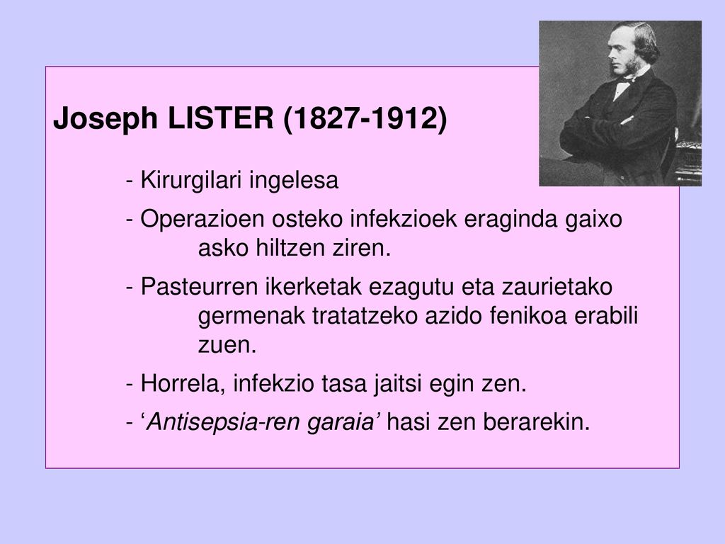 Joseph LISTER ( ) - Kirurgilari ingelesa