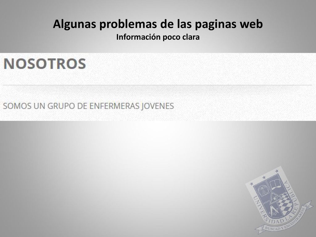 Algunas problemas de las paginas web Información poco clara