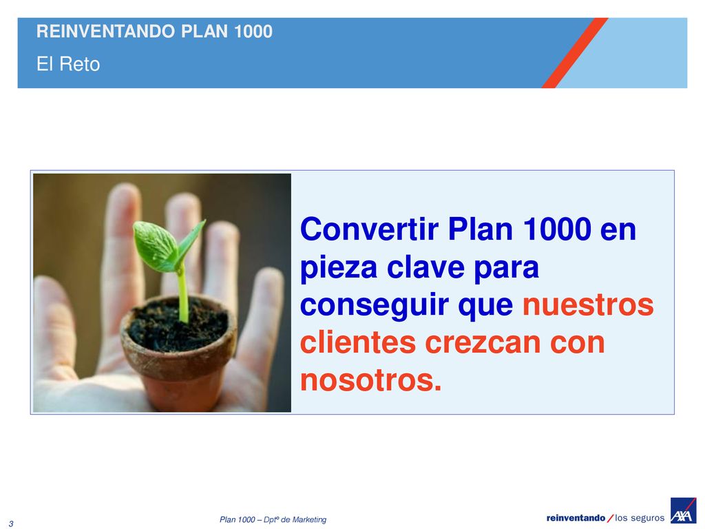 El Reto Convertir Plan 1000 en pieza clave para conseguir que nuestros clientes crezcan con nosotros.