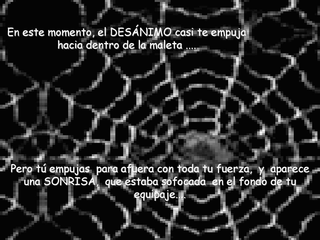 En este momento, el DESÁNIMO casi te empuja hacia dentro de la maleta ....