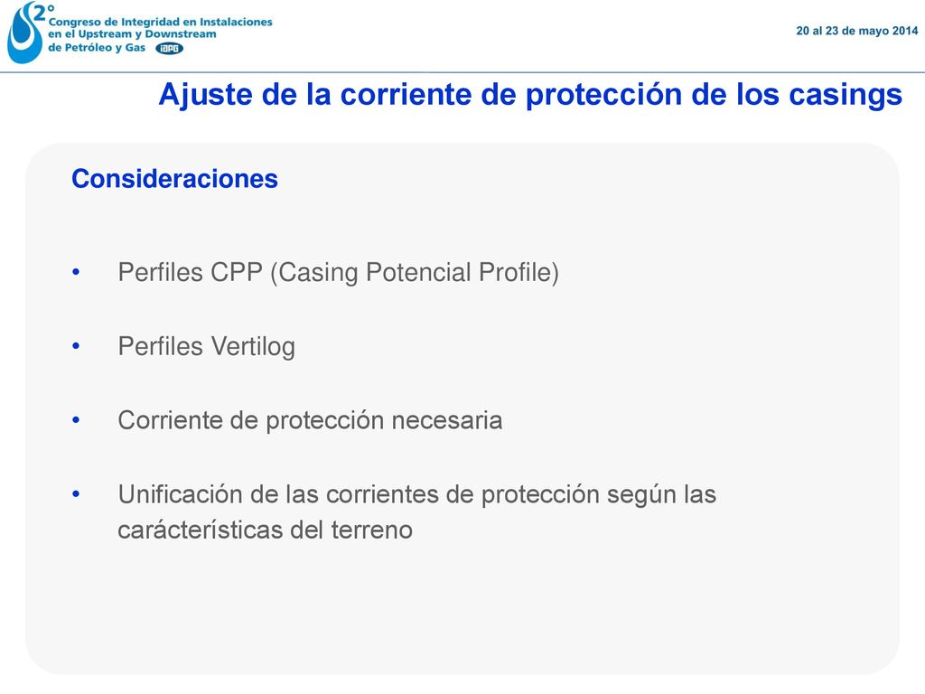 Ajuste de la corriente de protección de los casings