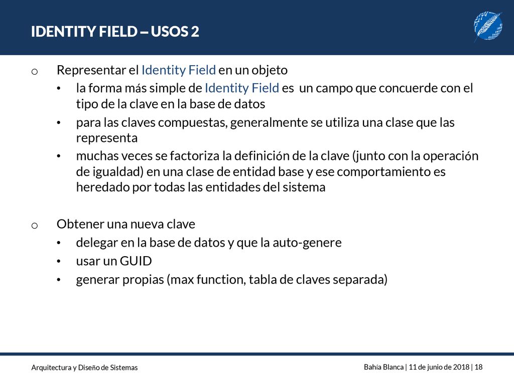 IDENTITY FIELD – USOS 2 Representar el Identity Field en un objeto