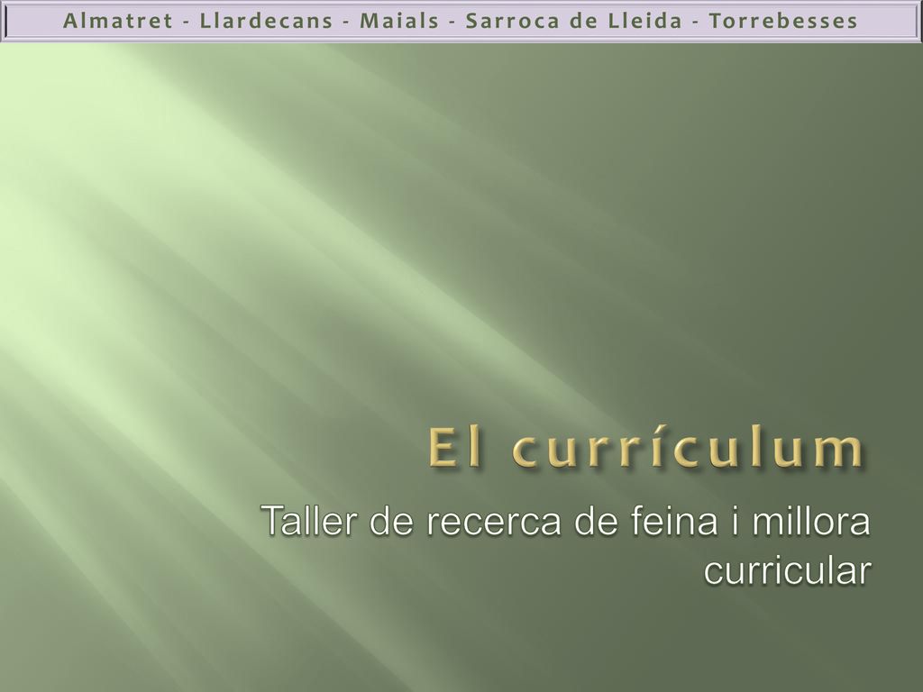 El currículum Taller de recerca de feina i millora curricular