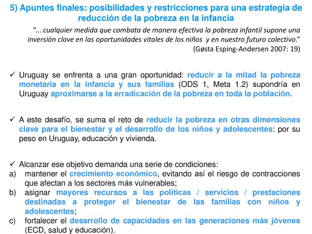 5) Apuntes finales: posibilidades y restricciones para una estrategia de reducción de la pobreza en la infancia