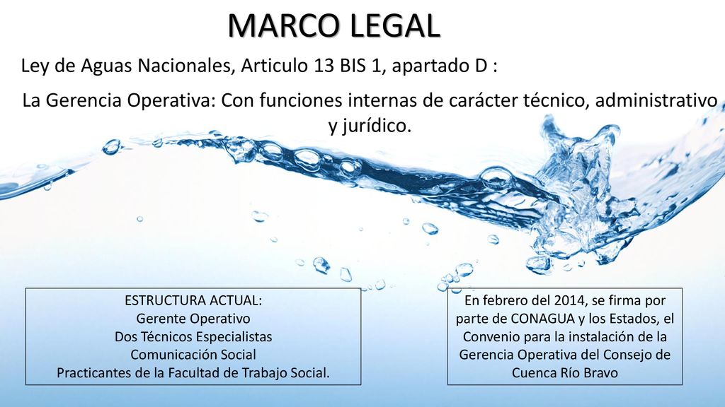 MARCO LEGAL Ley de Aguas Nacionales, Articulo 13 BIS 1, apartado D :