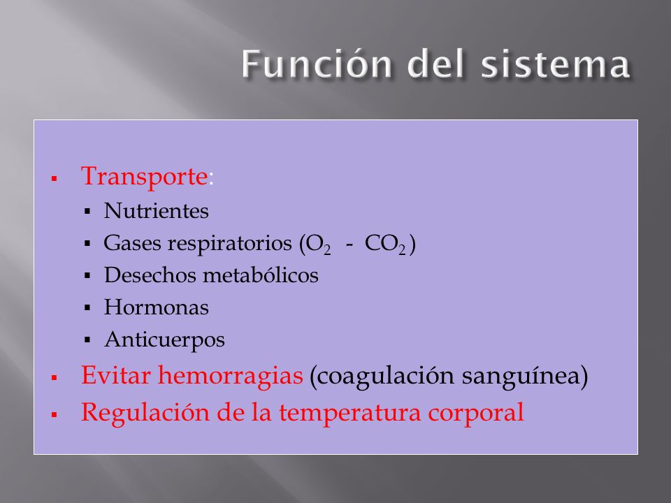 Función del sistema Transporte: