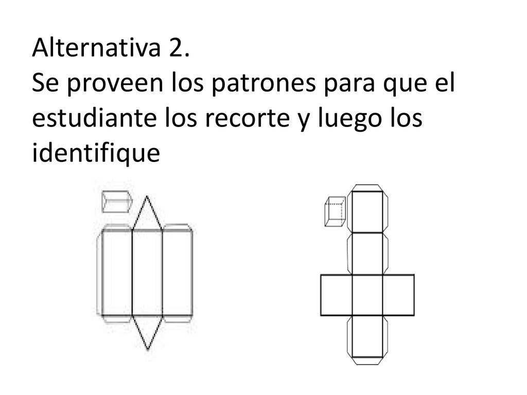 Alternativa 2. Se proveen los patrones para que el estudiante los recorte y luego los identifique