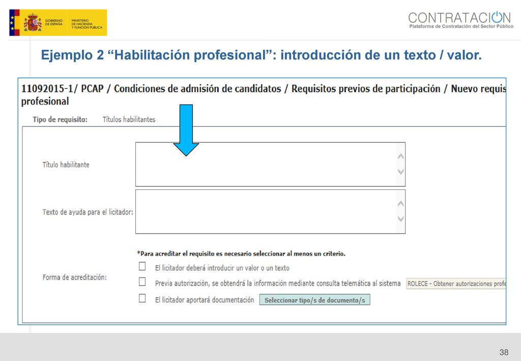 14/06/14 Ejemplo 2 Habilitación profesional : introducción de un texto / valor