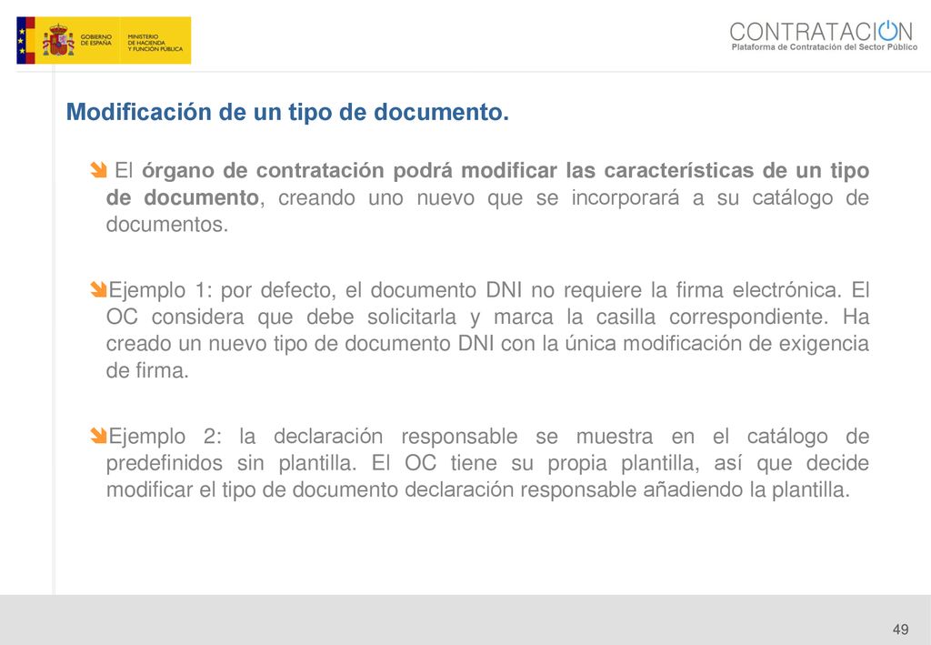 Modificación de un tipo de documento.