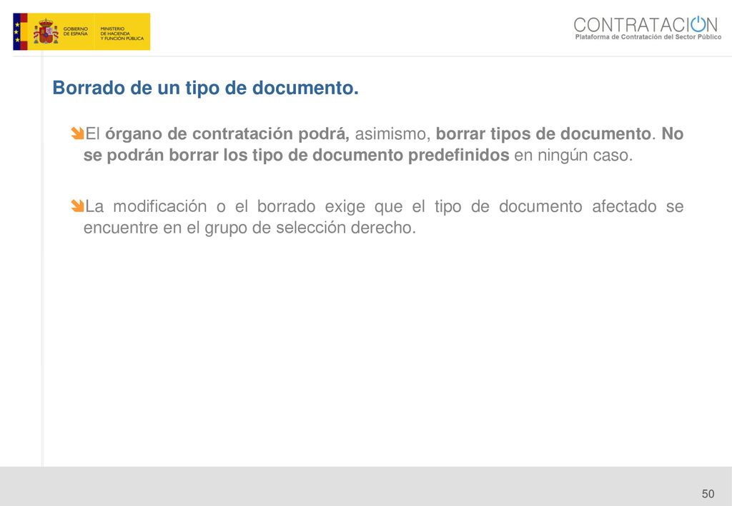 Borrado de un tipo de documento.