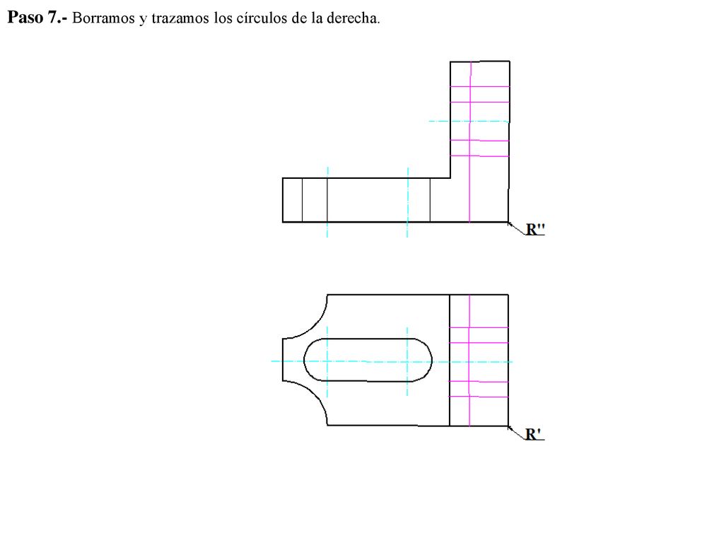 Paso 7.- Borramos y trazamos los círculos de la derecha.