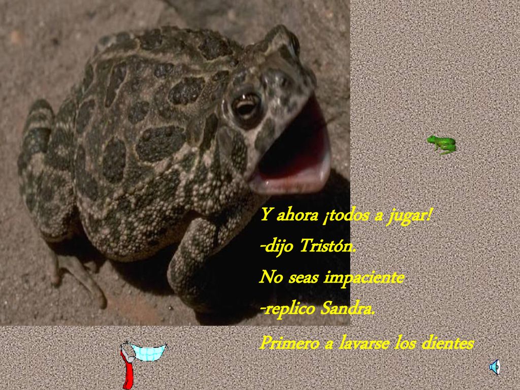Y ahora ¡todos a jugar. -dijo Tristón. No seas impaciente.