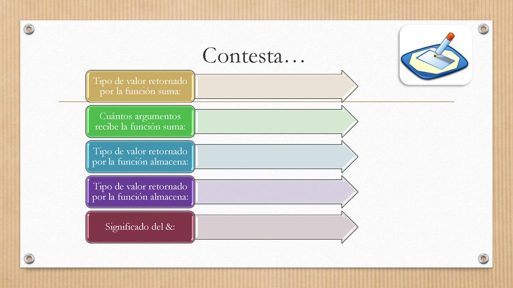 Contesta… Tipo de valor retornado por la función suma: