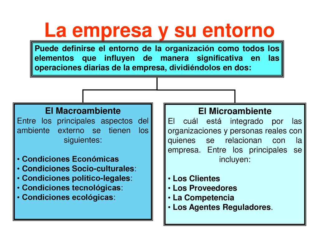La empresa y su entorno El Macroambiente El Microambiente