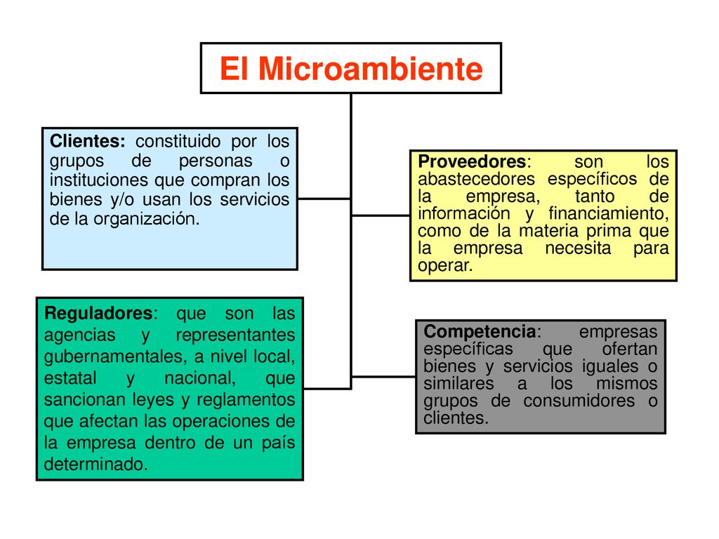 El Microambiente Clientes: constituido por los grupos de personas o instituciones que compran los bienes y/o usan los servicios de la organización.