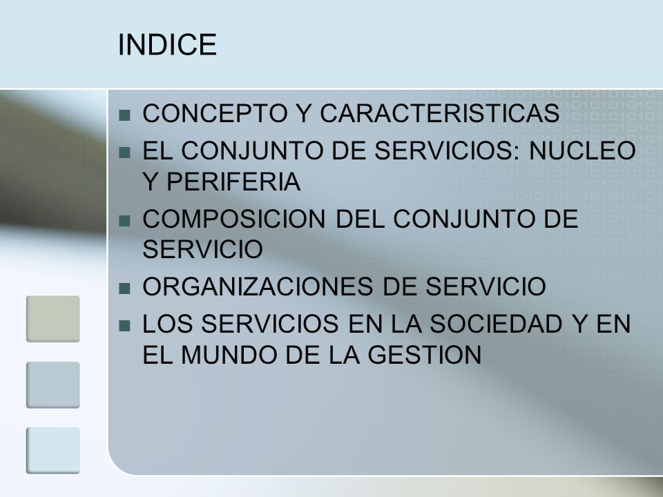 INDICE CONCEPTO Y CARACTERISTICAS